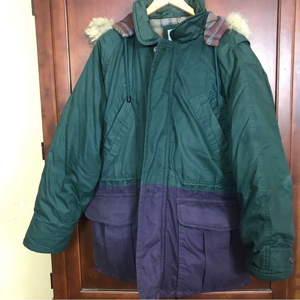 Forest Club Vintage Jacket Down Filled Puffer Full Zip Hooded Men Size XL